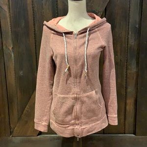 Roots extra long full zip speckled coral hoodie